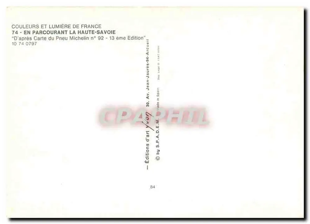 Les Gets, Morzine, Avoriaz — Les Lindarets, Lac de Montriond, Cirque du Fer à Cheval — Editore S.P.A.D.E.M. n° 10 74 0797 - Verso