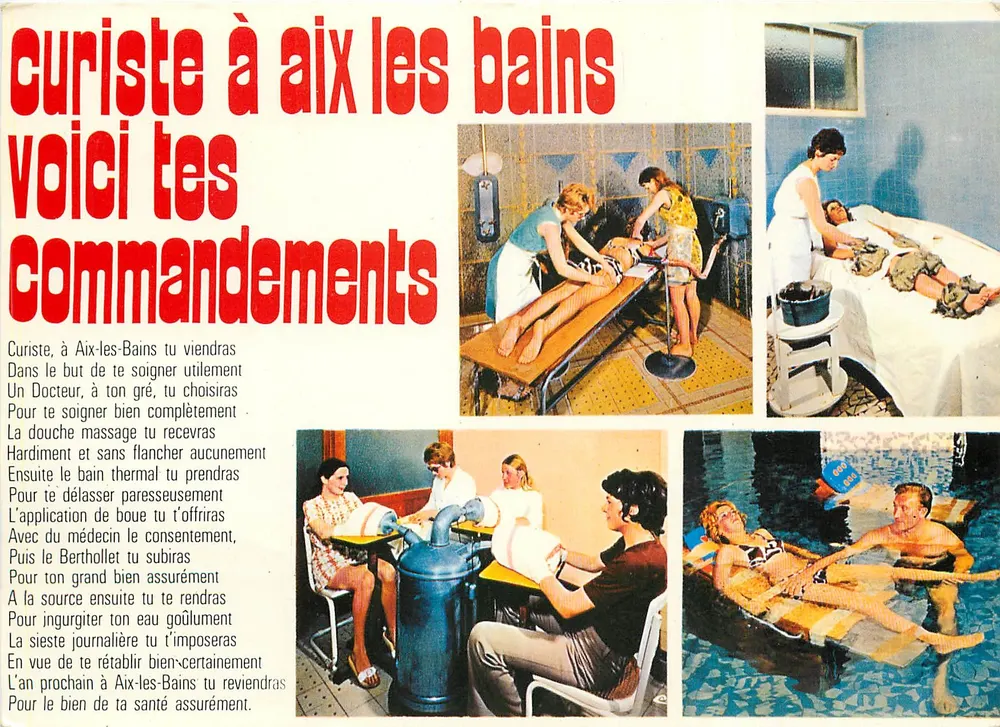 Curista em Aix-les-Bains — Eis os teus mandamentos — Impressor Comblier - Frente