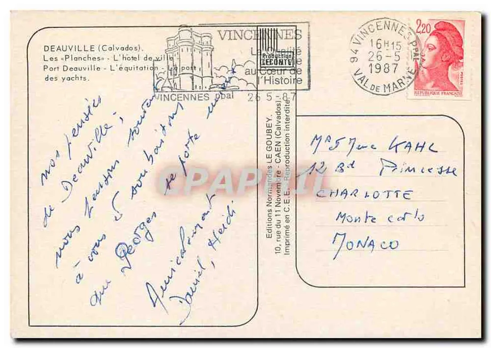 Deauville — Planches, hôtel, port, équitation — Éditions Normandes Le Goube - Verso