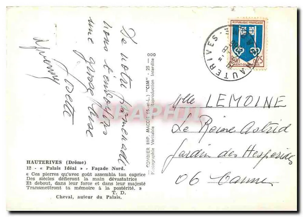 Palazzo Ideale — Haüterives (Drôme) — Imp. Maconis - Verso