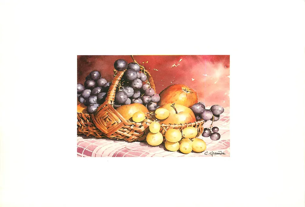 Natureza morta com frutas — Aquarela — Christian Gramica, M 2587, editor AQUARUPPELLA - Frente