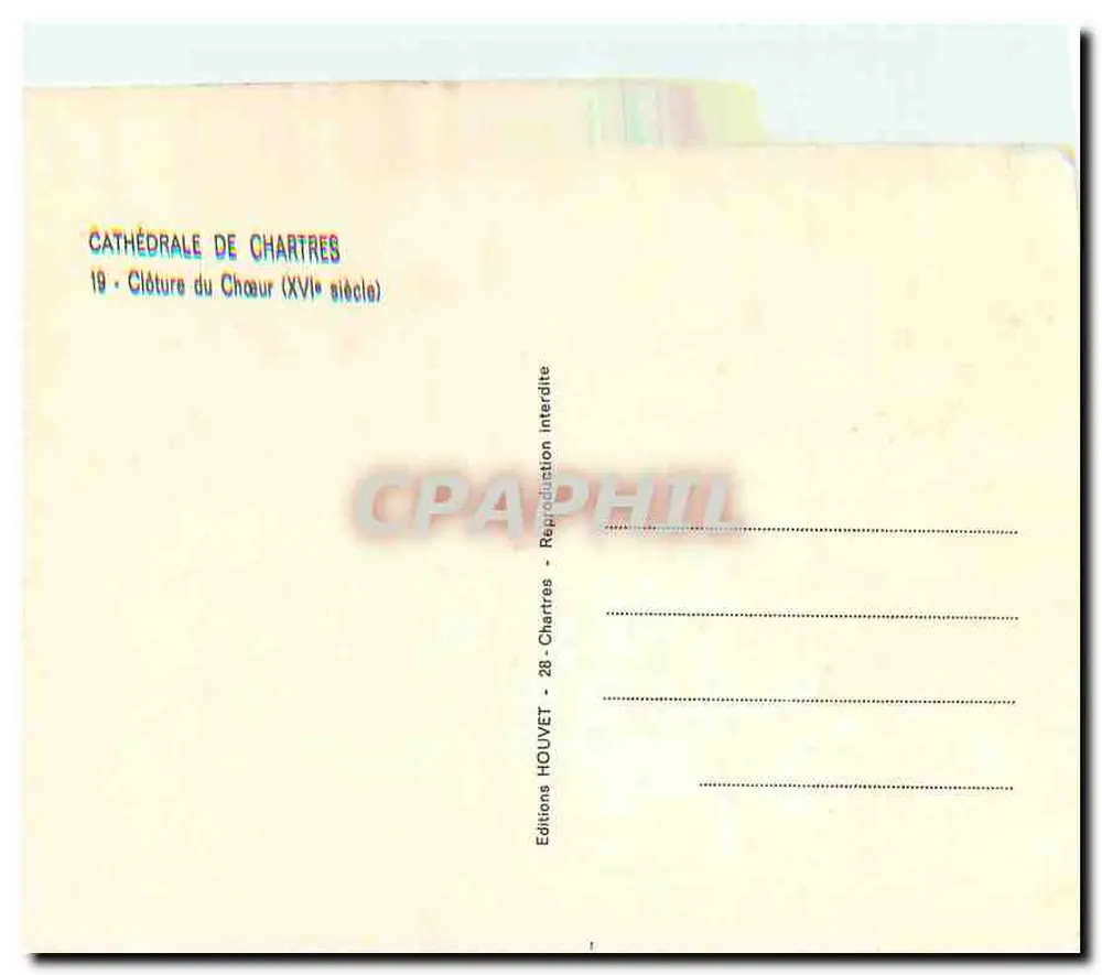 Catedral de Chartres — Fechadura do Coro (século XVI) — Edições HOUVET - Verso