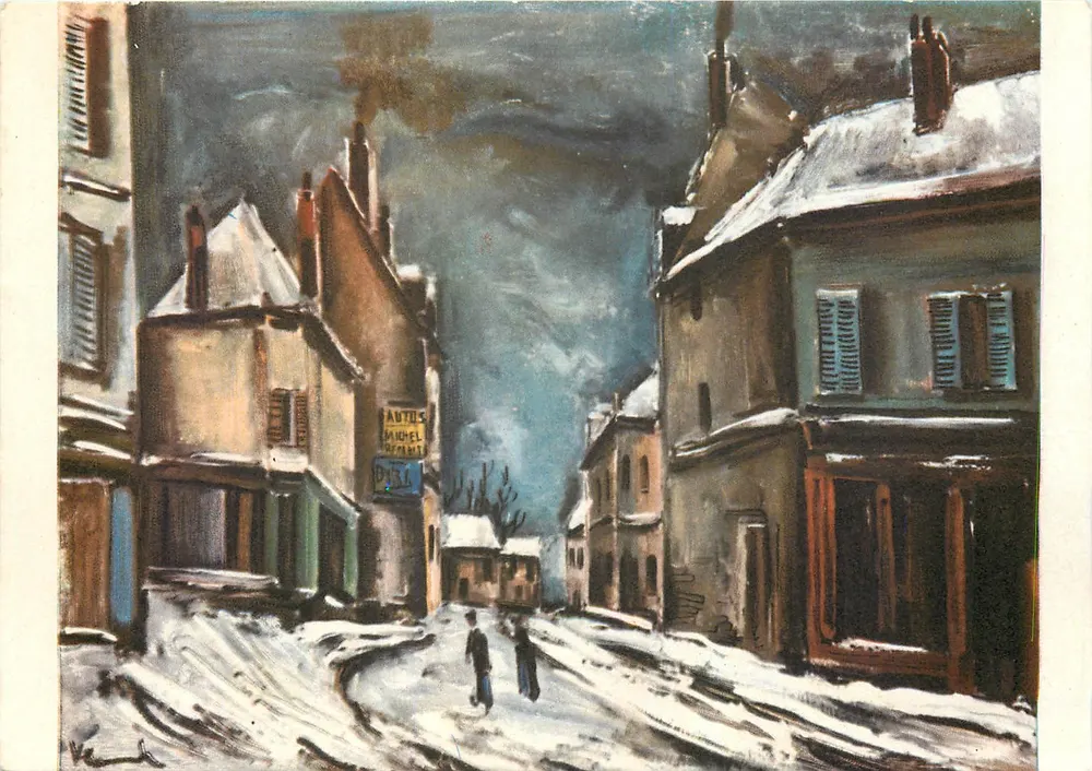 Rue de village sous la neige — Vlaminck — éditeur Hagabi 4 - Recto