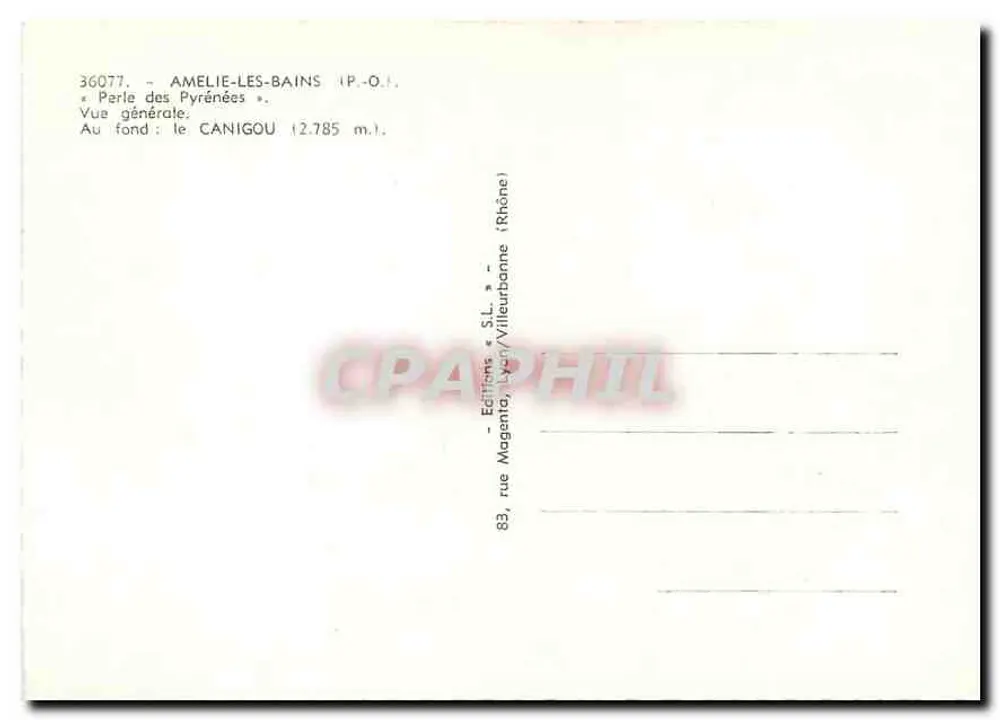 Amélie-les-Bains — Vista geral — Edições Magenta, Lyon - Verso