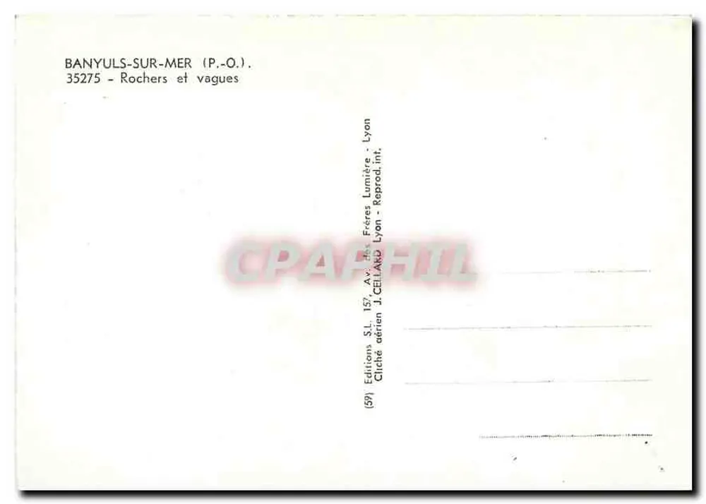 Banyuls-sur-Mer — Rocks and waves — Éditions J. Cellard, Lyon, No. 35275 - Back