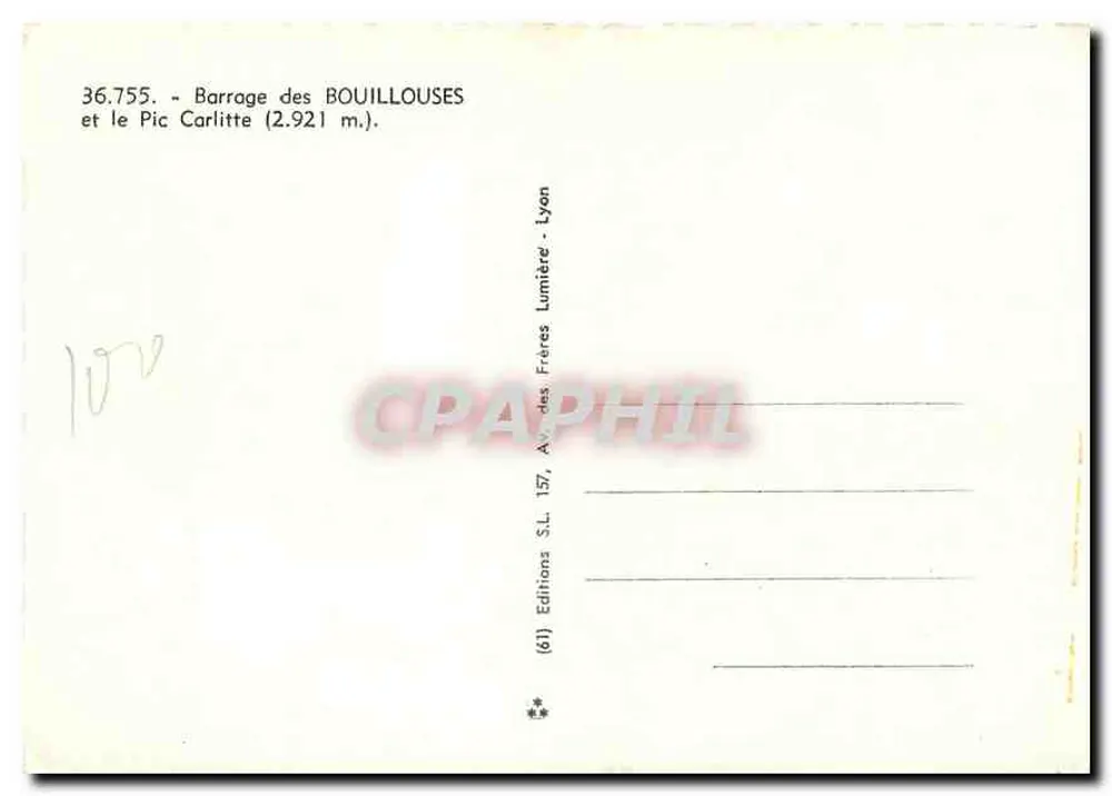 Barragem das Bouillouses e o Pic Carlitte (2.921 m.) — Éditions S.L. Lyon - Verso