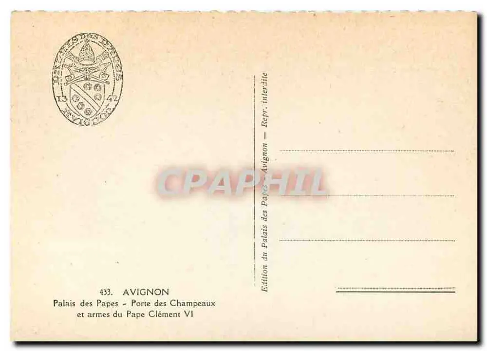 Avignon - Palácio dos Papas - Porta dos Champeaux e armas do Papa Clemente VI - Verso