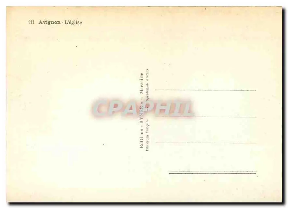 Avignon - A Igreja — Ryner - Verso