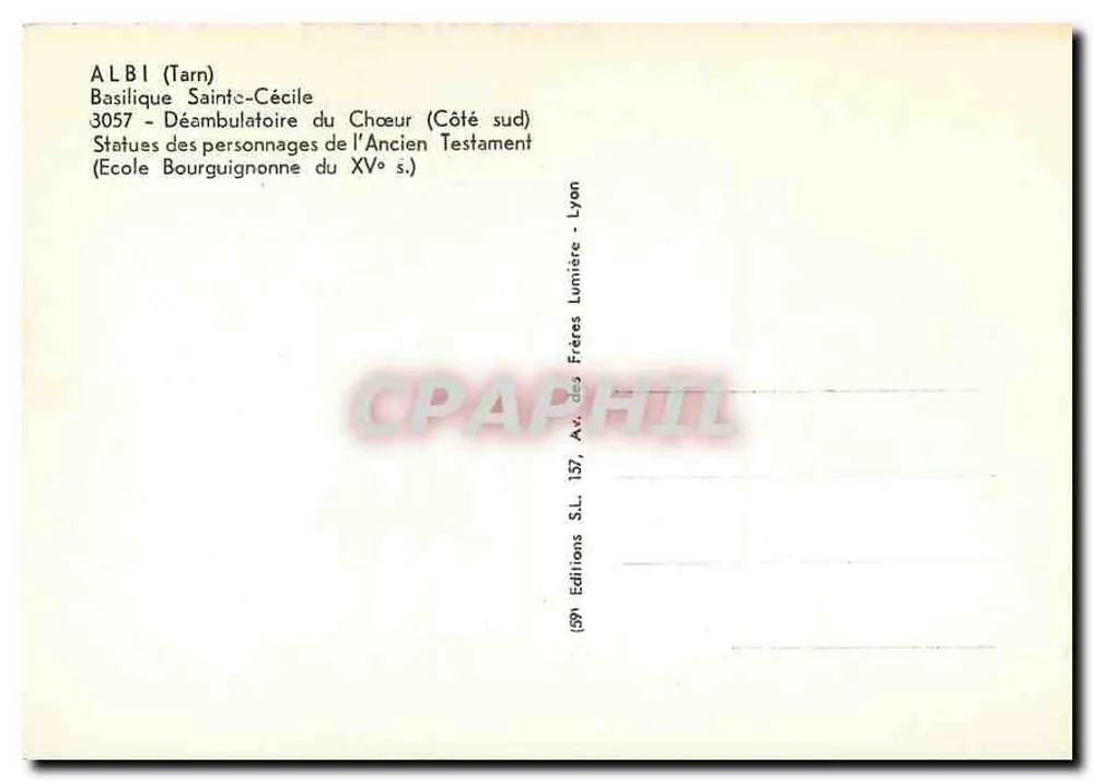 Albi (Tarn) — Bazylika św. Cecylii — Korytarz chóru (strona południowa) — Statuie postaci Starego Testamentu — Wydawnictwo S.L. Lyon - Rewers