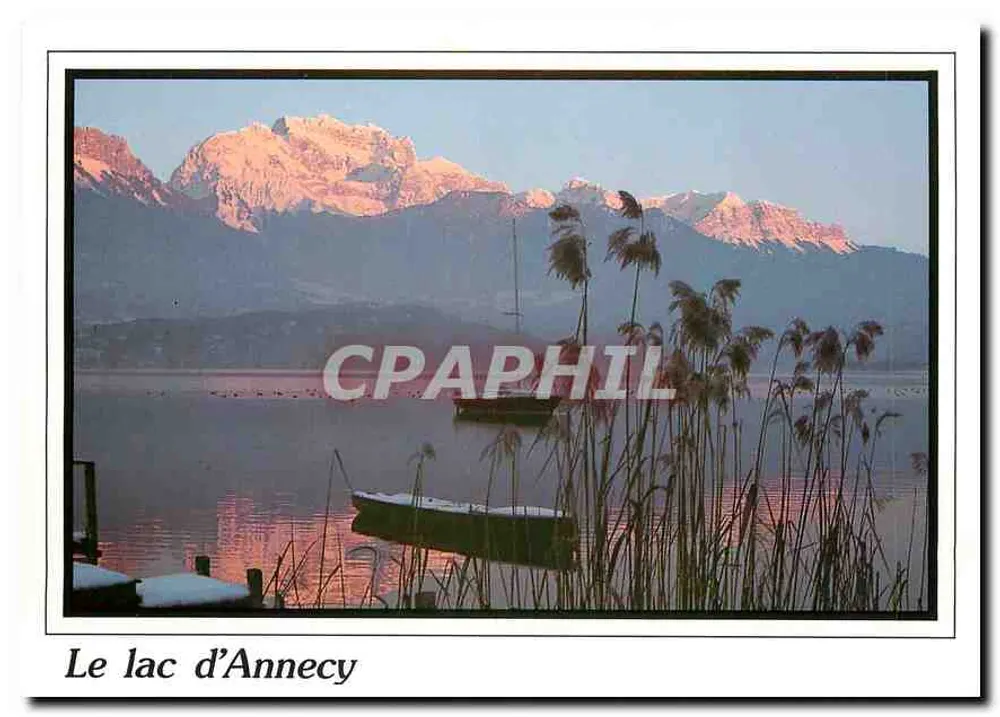O lago de Annecy — vista matinal com montanhas nevadas — Edição Rossat-Mignod, n° 1670 - Frente