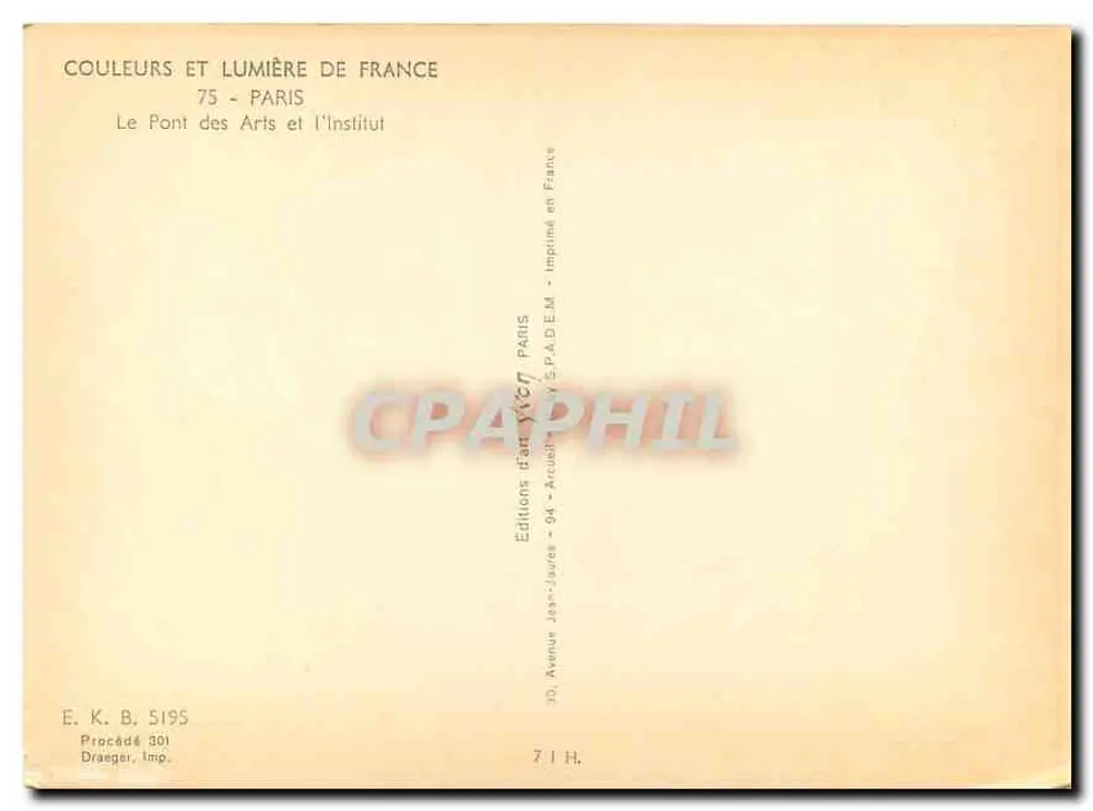 O Pont dos Artes e a Academia — Paris — Edições Jean-Jaures - Verso