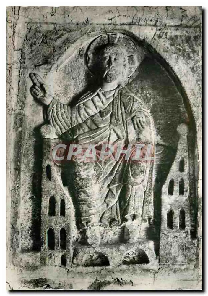 Poitiers — Kirche Sainte-Radegonde, Hochrelief des Segnenden Christus — Cliché H. Plesis - Vorderseite