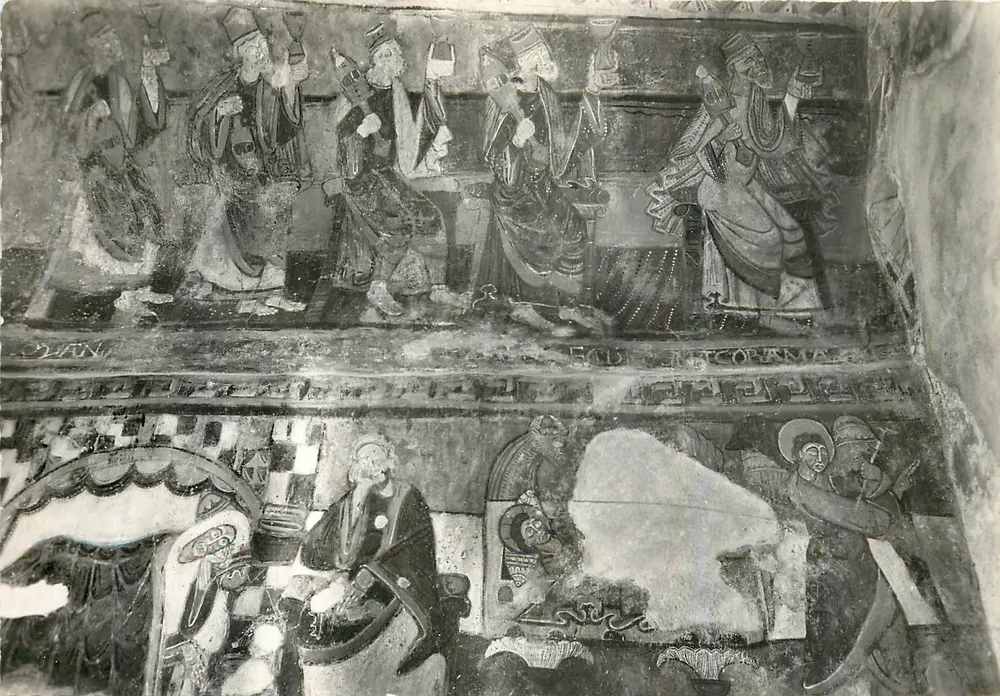 Prieuré di San Martino di Fenollar — Affreschi del X secolo rappresentanti gli anziani dell'Apocalisse — Edizioni dei Fratelli Nunières, Lione - Recto