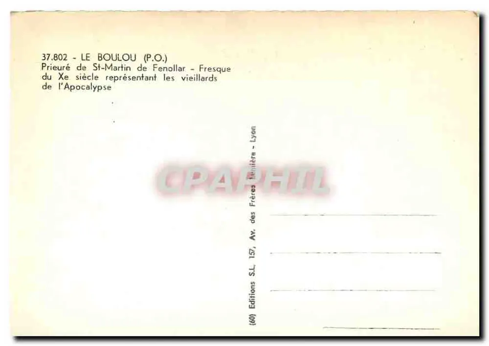 Prieuré di San Martino di Fenollar — Affreschi del X secolo rappresentanti gli anziani dell'Apocalisse — Edizioni dei Fratelli Nunières, Lione - Verso