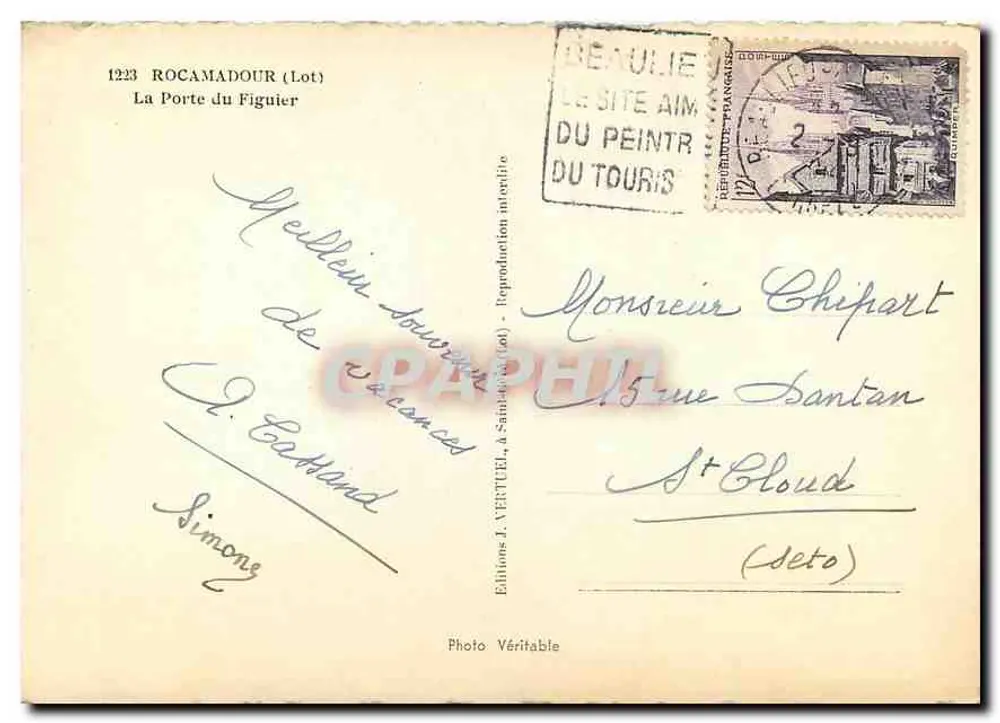 Rocamadour (Lot) — A Porta do Figuier — Edições J. Vertuel - Verso