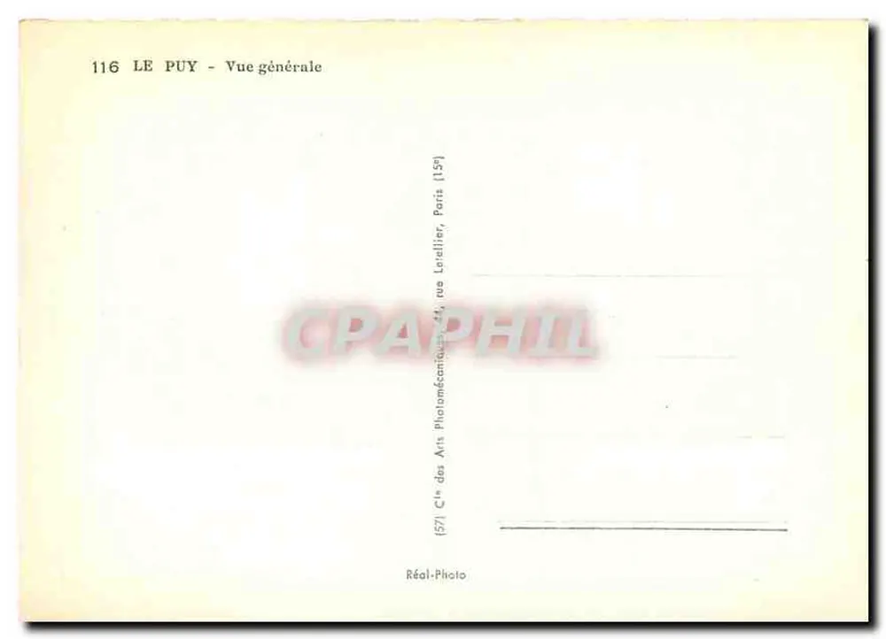 Le Puy - Vista geral — série 116 — Sociedade das Artes Fotomecânicas, Paris - Verso