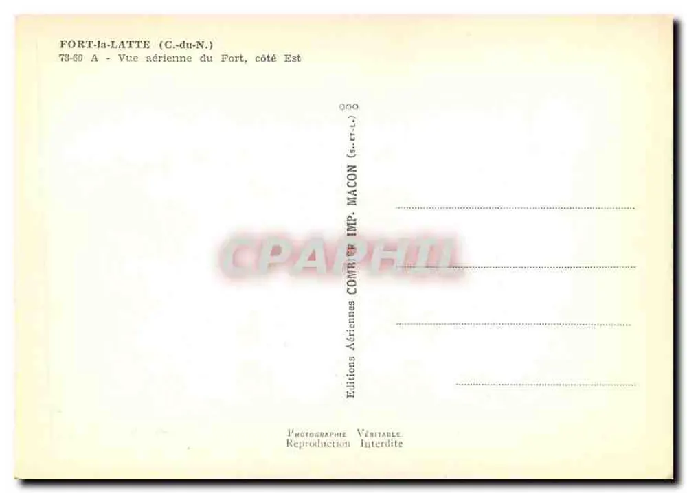 Fort-la-Latte (C.-du-N.) — Vue aérienne du Fort, côté Est — Éditions Aériennes Véritable, n° 73-60 A - Verso