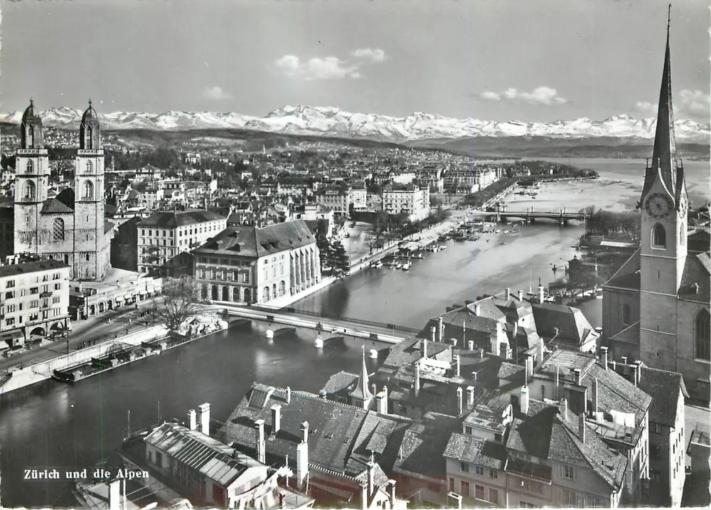 Zurich und die Alpen — vue aérienne — Photoglab-Wehrli AG, n° 6010 - Recto