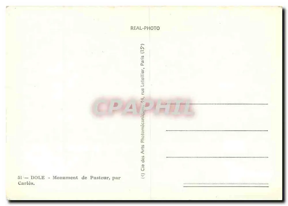Dole - Monumento de Pasteur — por Carlès — Sociedade das Artes Fotomecânicas, Paris - Verso