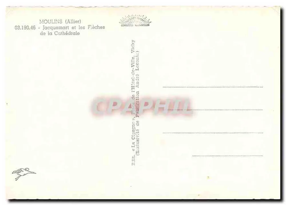 Moulins (Allier) — Die Storch und die Kathedrale — Edition La Cigogne - Rückseite