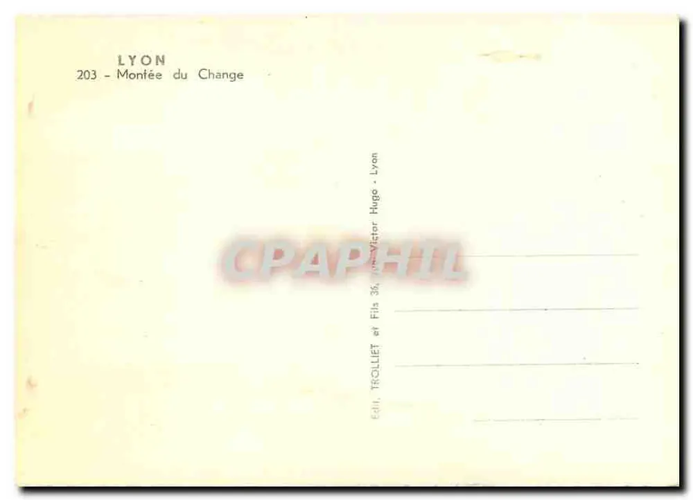 Lyon - Montée du Change — editor Trollet et Fils, Lyon - Verso