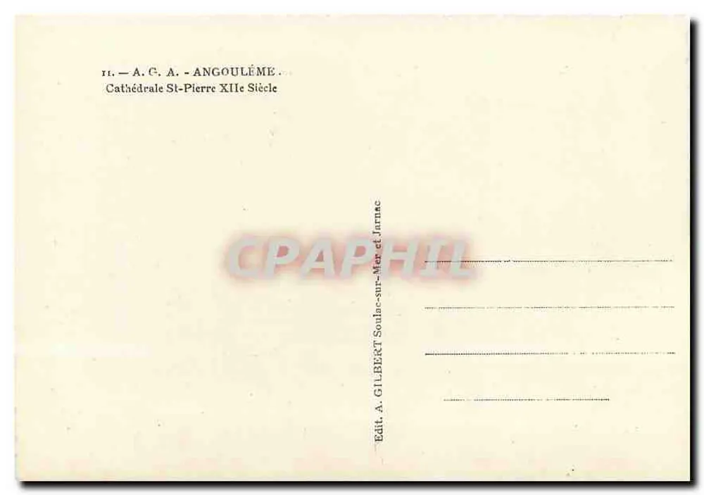 Catedral de São Pedro — Angoulême — Editor A. Gilbert, Souleac-sur-Mer e Jarnac - Verso