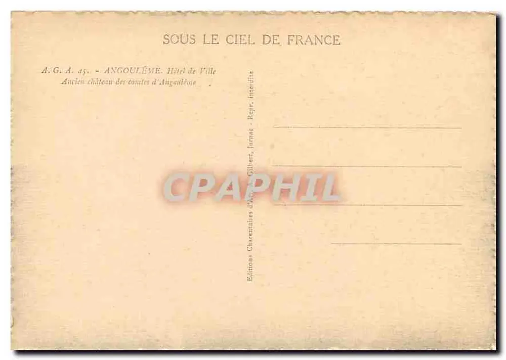 Angoulême — Ehemaliger Schloss der Grafen von Angoulême — Rathaus — Éditions Gilbert, Jarnac - Rückseite