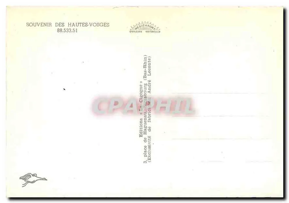 Hautes-Vosges — paisagens e estradas — Edições « La Cigogne » - Verso