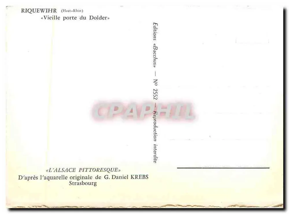 Riquewihr (Haut-Rhin) — Alte Tür des Dolder — Editions « Becchus » N° 2552 - Rückseite