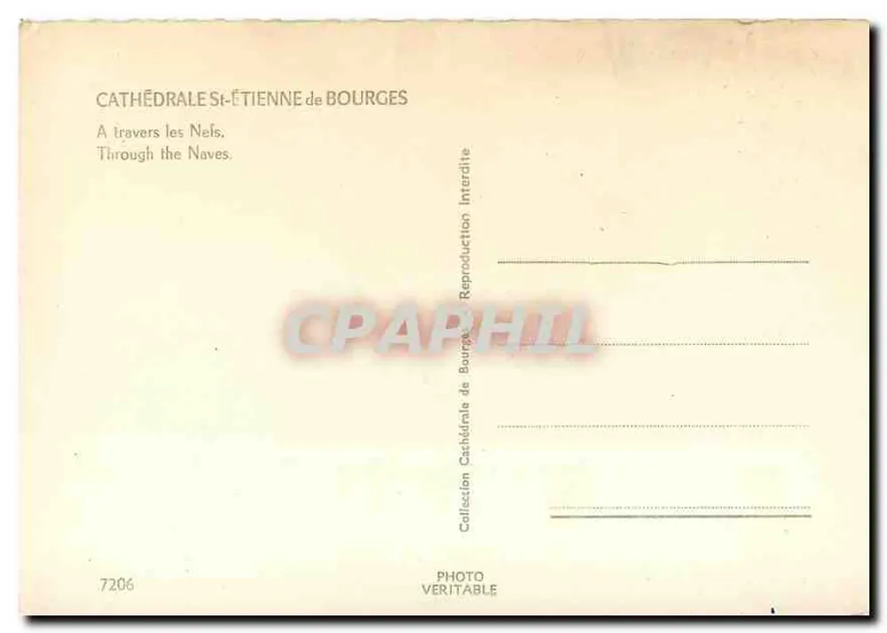 Katedra Świętego Etienne w Bourges — A travers les Nefs. — Kolekcja Katedry w Bourges, n° 7206 - Rewers