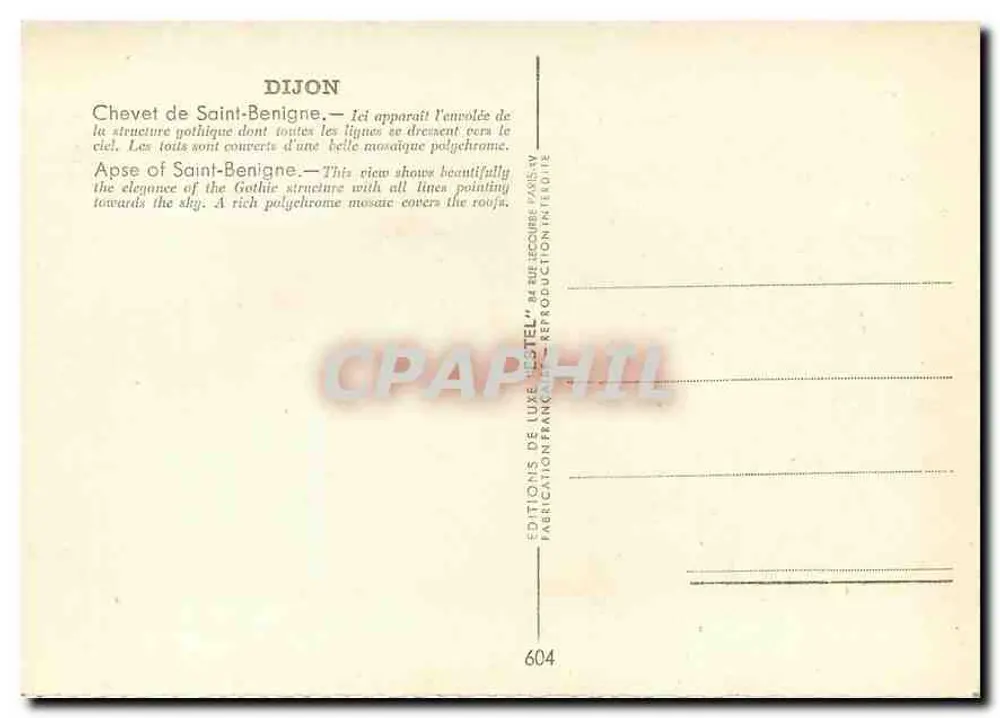 Dijon — Chevet de São Benigno — Éditions Estel, n° 604 - Verso