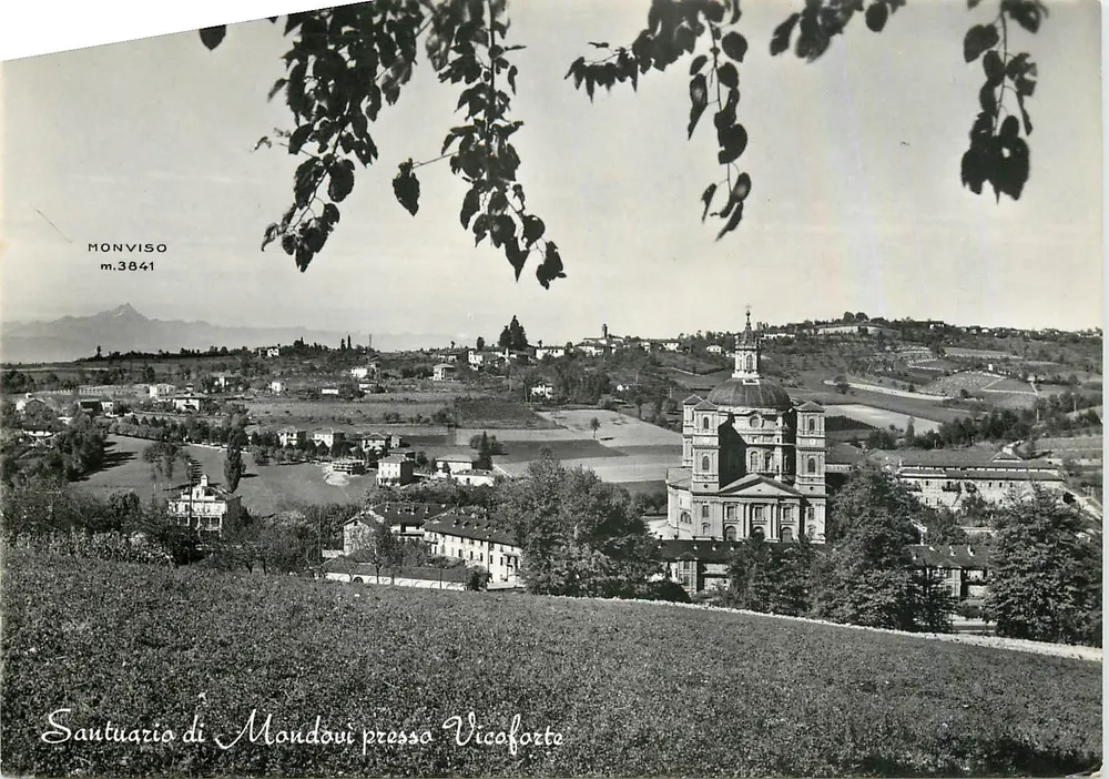 Santuario di Mondovì presso Vicoforte — Monviso m.3841 — Ediz. Avico G. - Mondovì - Recto