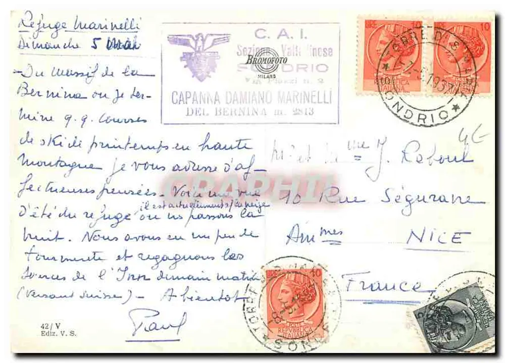 Valmalenco - Capanna Marinelli m. 2812 — editor V.S. (42/V) - Verso