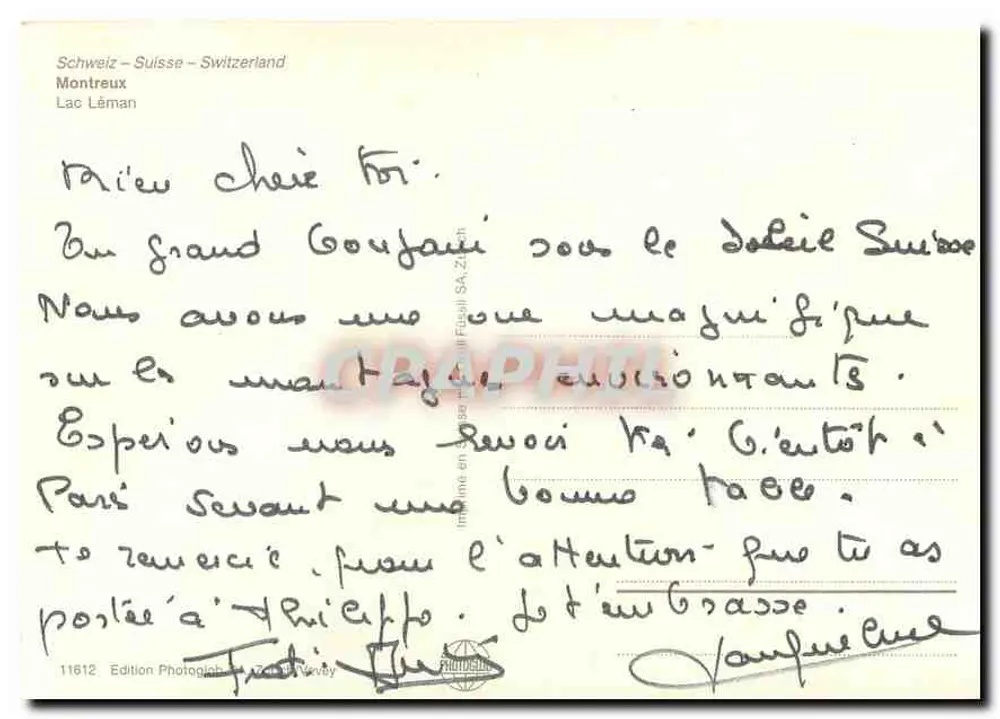 Montreux — Lago Léman — Edição Fotografia SA, Neveu - Verso