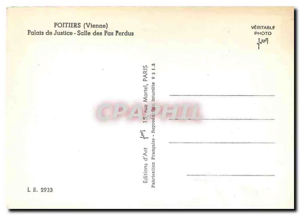 Poitiers (Vienne) — Palast der Justiz - Halle der verlorenen Schritte — Éditions d'Art, Paris - Rückseite