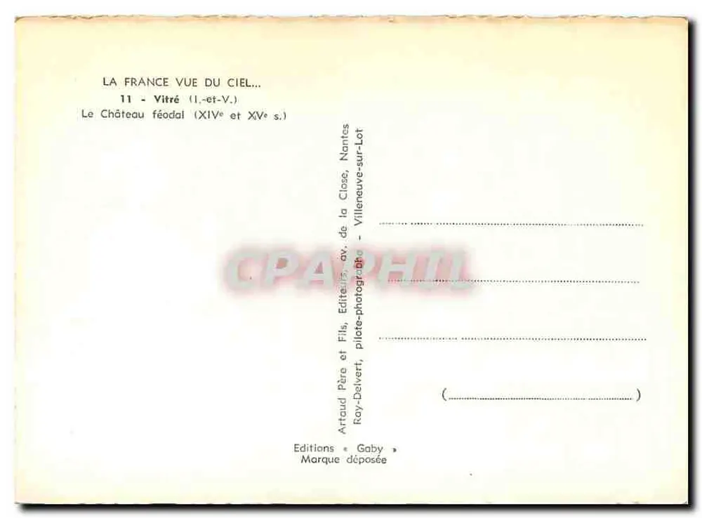 Vitré — Zamek feudalny (XIV i XV w.) — Wydawnictwo Artaud Père et Fils, Nantes - Rewers