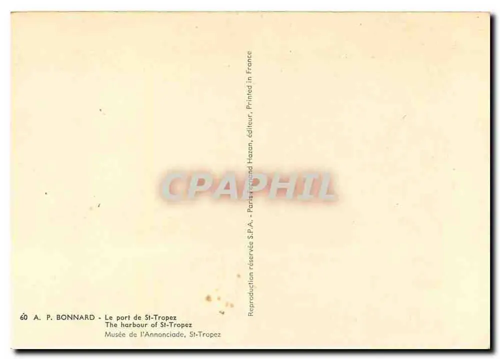 Port w Saint-Tropez — reprodukcja — wydawca Hazan, Paryż - Rewers