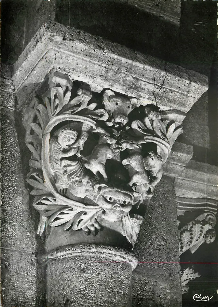 Saulieu (C.-d'Or) — Basilika Saint-Andoche, Kapitelle des 12. Jahrhunderts — Schäfer, der seine Herde tanzen lässt — Verleger C. Magon - Vorderseite