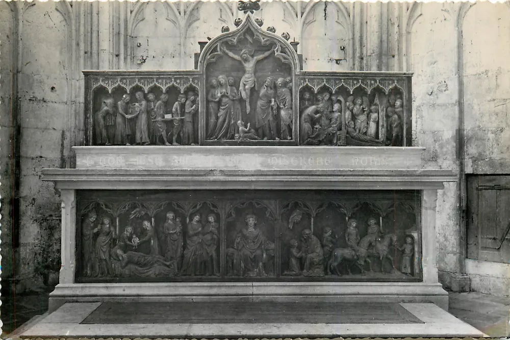 Relief der Lebensgeschichte des Heiligen Thibault in Auxois — 14. Jahrhundert — Photo B. RTHELOT - 106, rue Wilson - Le Creusot - Vorderseite