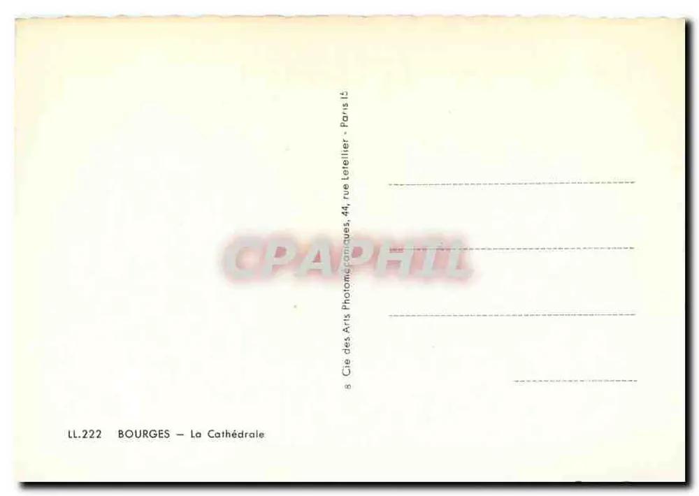 Bourges — A Catedral — Cie des Arts Photomecaniques, Paris - Verso