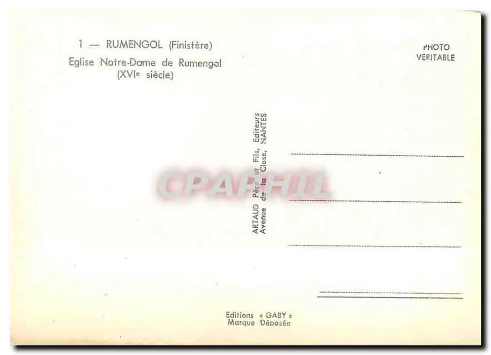 Iglesia de Notre-Dame de Rumengol — Finistère — Editor Gaby, Nantes - Reverso