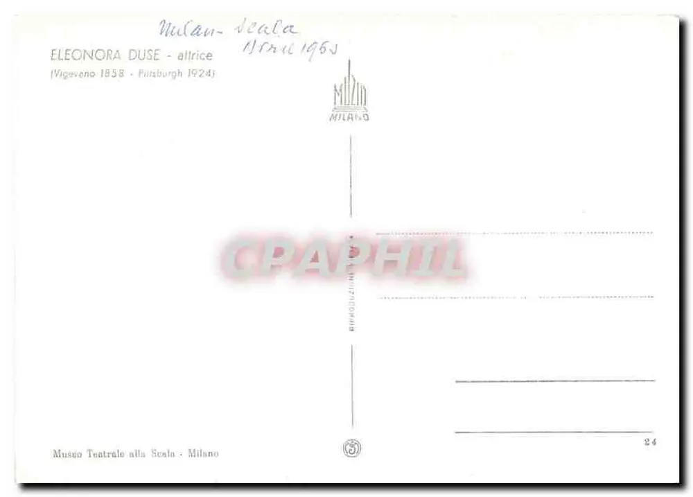 Éléonore Duse — atriz — Museu do Teatro alla Scala, Milão - Verso