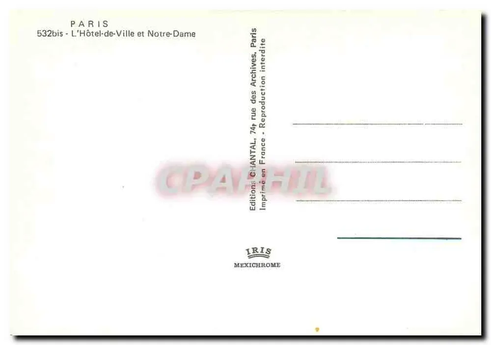 Paris - Rathaus und Notre-Dame — Jacques Chirac, 10. Bürgermeister von Paris — Editions Ghantal - Rückseite