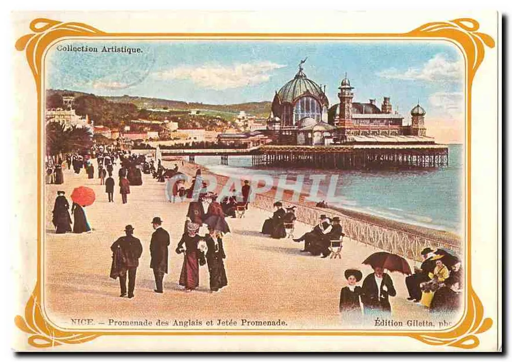 NICE — Promenade dos Ingleses e Jetée Promenade — Edição Gilletta, n°3 - Frente