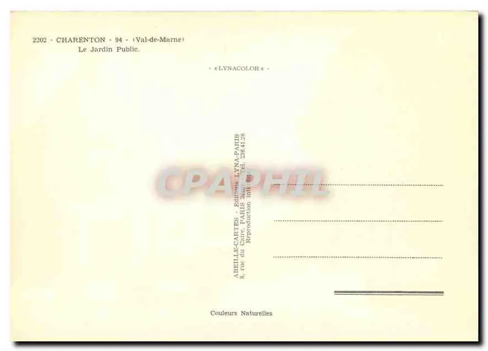 Charenton-le-Pont — Het Publieke Tuin — uitgever Lyna, n° 2202 - Achterkant