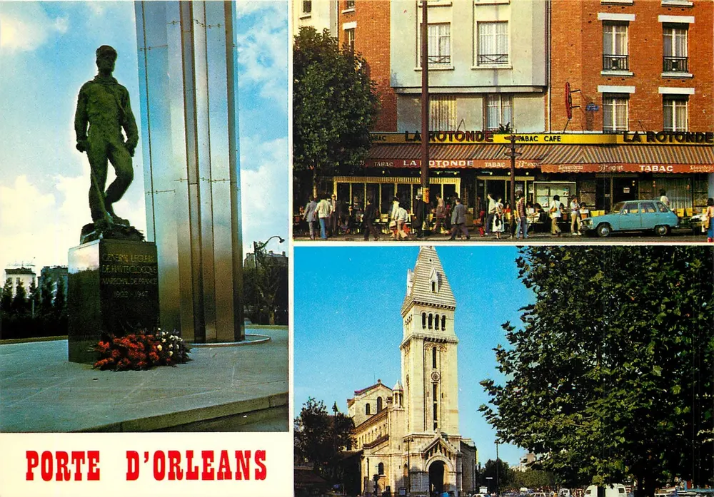 Porte d'Orléans — Denkmal für General Leclerc, Tabac de la Rotonde, Église Saint-Pierre de Montrouge — Abellé-Cartes, Paris - Vorderseite