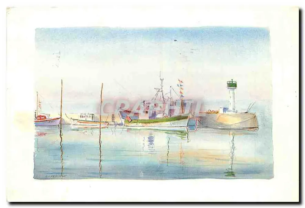 Der Hafen von Rivedoux — Insel Ré — Aquarelle von Claude Veyssière — Éditions Rupella - Vorderseite