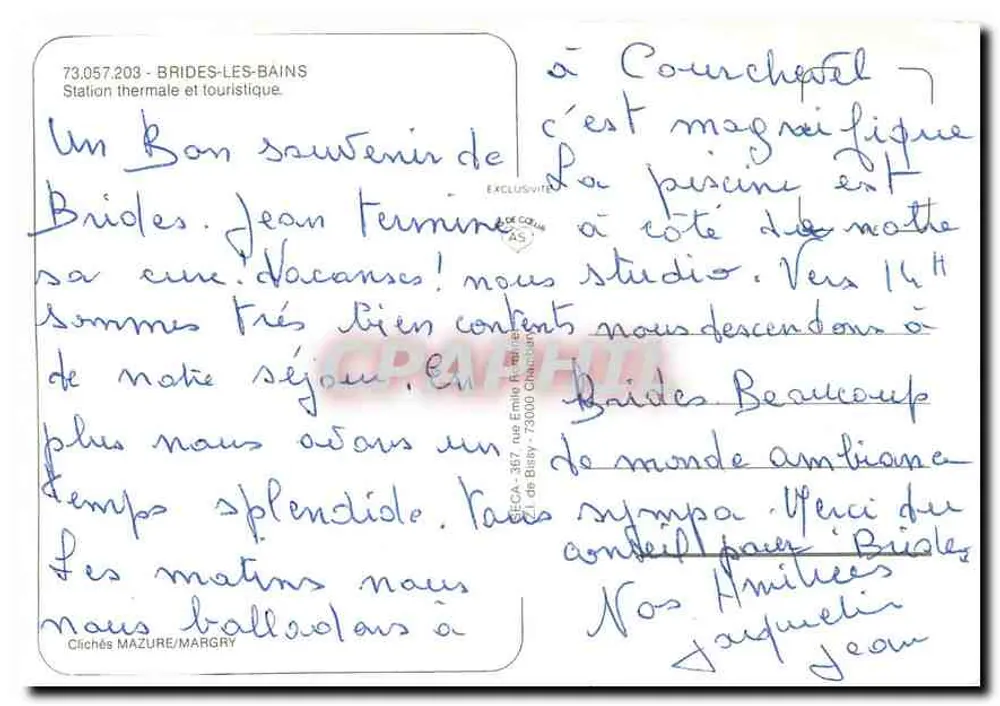 Brides-les-Bains — Thermal- und Touriststation — Clichés Mazure/Margry - Rückseite