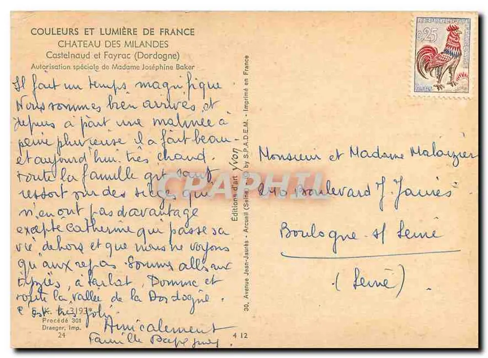 Schloss Milandes — Dordogne — Editions Jean-Jaures - Rückseite