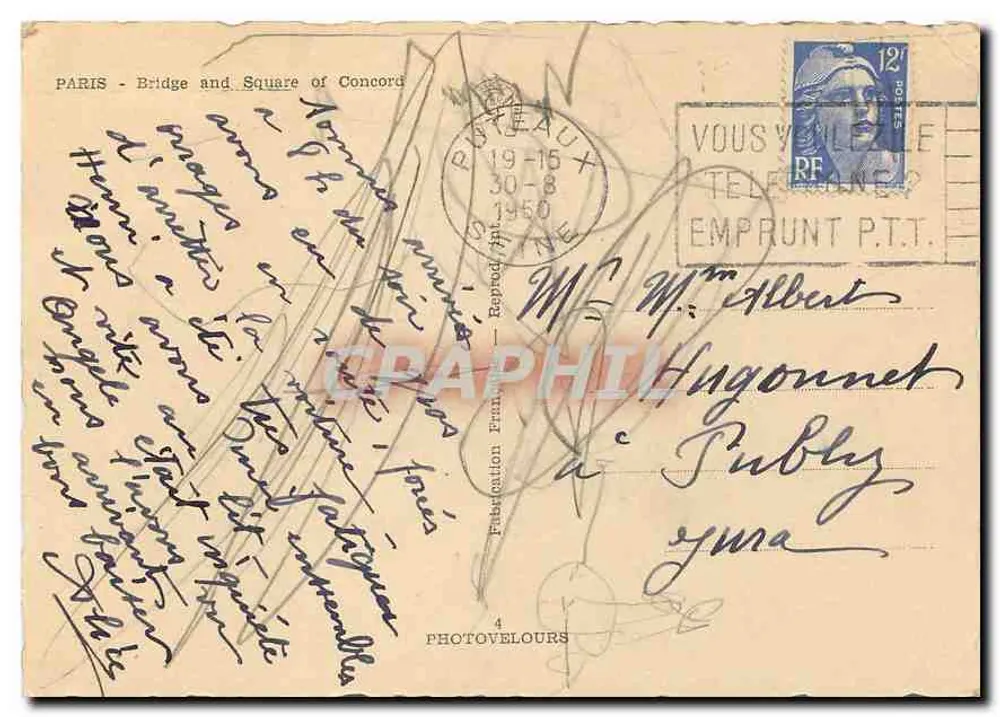 Paris - Ponte e Praça da Concórdia — Gany - Verso